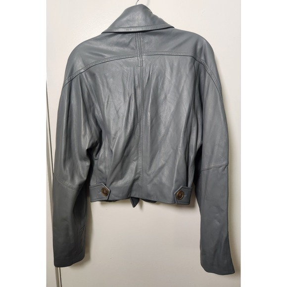 Vince‎ Cropped Gray Lambs Leather Flight Jacket Moto Small Adjustable Lined NWOT - Picture 5 of 16